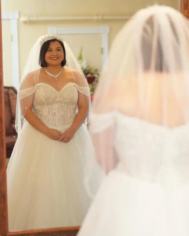 Plus-Size Mikado Wedding Dress Ester With Sleeves